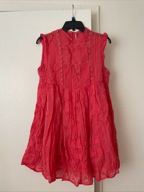 Free People Coral Nobody Like You Bohemian Peasant Dress